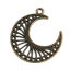 Picture of Zinc Based Alloy Galaxy Pendants Half Moon Antique Bronze Filigree 3.3cm x 3cm, 30 PCs