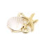 Picture of Zinc Based Alloy Ocean Jewelry Connectors Scallop Gold Plated White & Yellow Star Fish 18mm x 14mm, 10 PCs