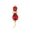 Image de Breloques en Laiton Chat Doré à Strass Rouge 28mm x 7mm, 2 Pcs