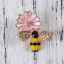 Picture of Zinc Based Alloy Charms Daisy Flower Bee Clear Rhinestone Enamel