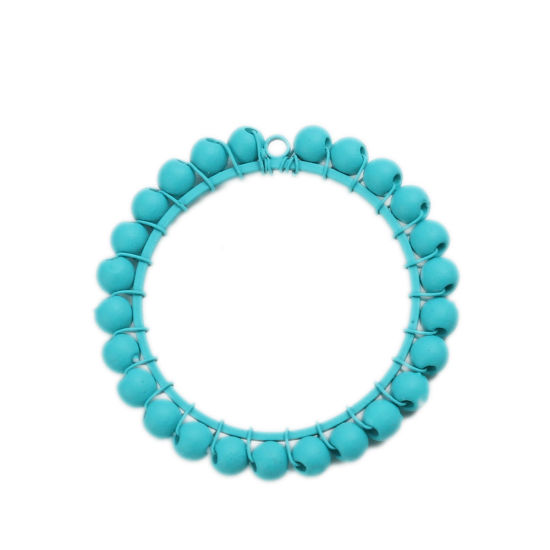 Imagen de Zamak Colgantes Ronda Verde Azul Envuelto 3.5cm Dia, 2 Unidades