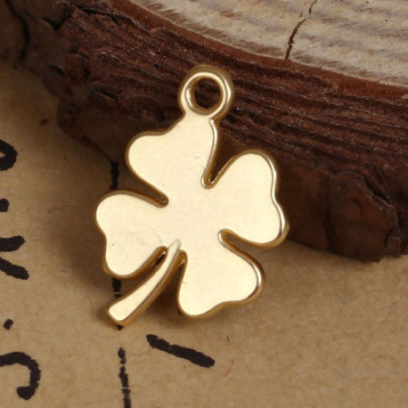 Zinc Based Alloy Charms Four Leaf Clover
