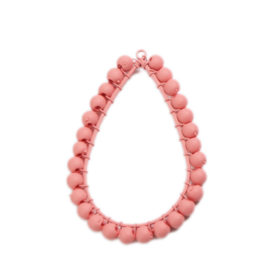 Imagen de Zamak Colgantes Gota Rosa Melocotón Envuelto 4.6cm x 3.2cm, 2 Unidades