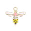 Picture of Zinc Based Alloy Insect Charms Bee Animal Gold Plated Creamy-White Enamel Yellow Rhinestone 18mm x 17mm, 5 PCs