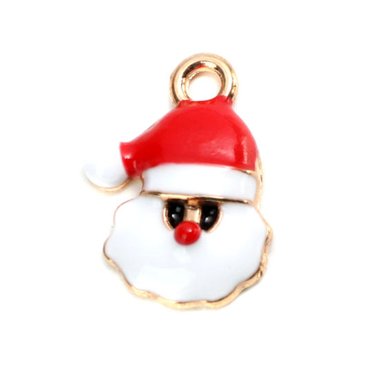 Picture of Zinc Based Alloy Christmas Charms Christmas Santa Claus Enamel