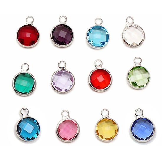 Picture of Brass & Glass Birthstone Charms Multicolor Round