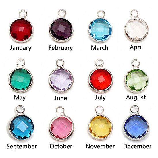 Picture of Brass & Glass Birthstone Charms Multicolor Round