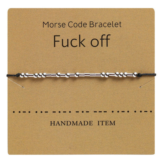 Picture of Morse Code Charm Beads Bracelets Valentines Friendship Bracelets String Adjustable Gift for Women Men Jewellery