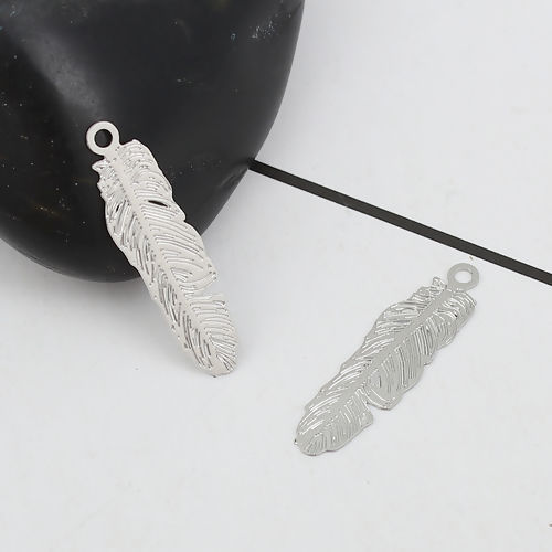 Picture of Iron Based Alloy Charms Feather Filigree Stamping