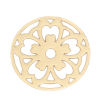 Picture of Iron Based Alloy Filigree Stamping Connectors Round Gold Plated Flower 22mm Dia, 10 PCs