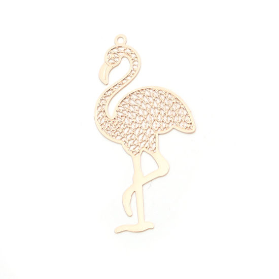 Image de Pendentifs en Laiton Flamants Doré Estampe en Filigrane 4.4cm x 2.2cm, 10 Pcs
