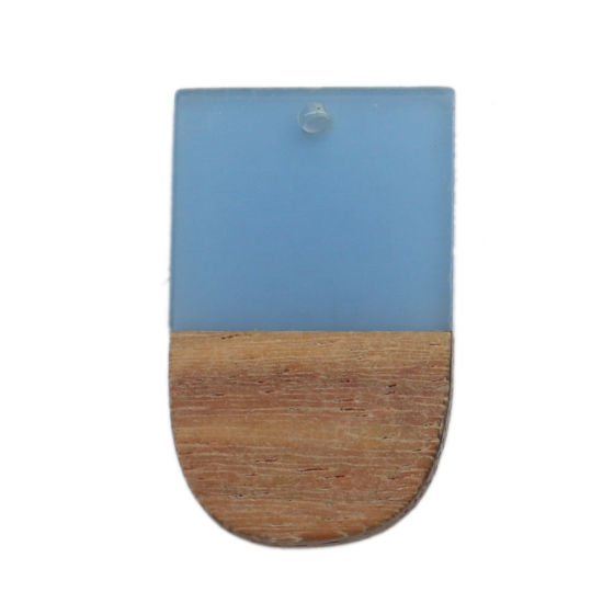Immagine di Charm Resina Effetto Legno Ciondoli Ghiacciolo Blu 3.2cm x 2cm, 2 Pz