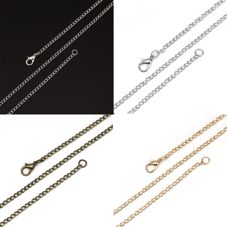 Iron Based Alloy Link Curb Chain Necklace Silver Plated 62cm(24 3/8") long, Chain Size: 4x2.5mm( 1/8" x 1/8"), 1 Packet ( 12 PCs/Packet)