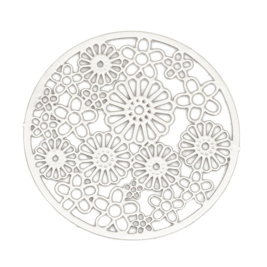 Picture of Iron Based Alloy Filigree Stamping Connectors Round Flower
