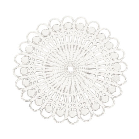 Connecteurs Estampe en Filigrane en Alliage de Fer Fleur Argent Mat 32mm x 32mm, 10 Pcs