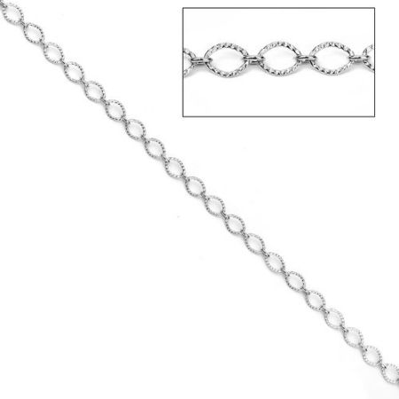 Латунь замыкание чеканка Позолоченные цепочки Детали Серебряный Тон 5ммx3.7мм 2.6ммx2.1мм, 5 М