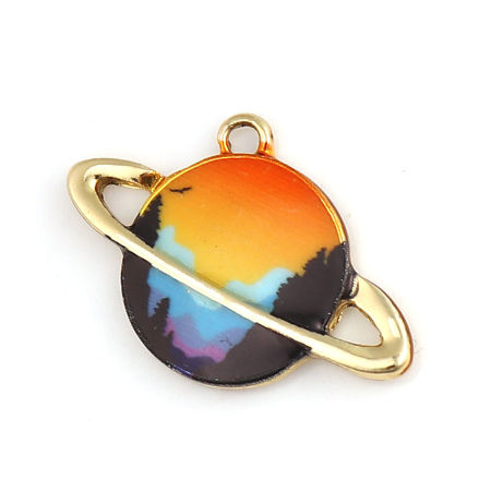 Zinc Based Alloy Galaxy Charms Planet Multicolor Enamel