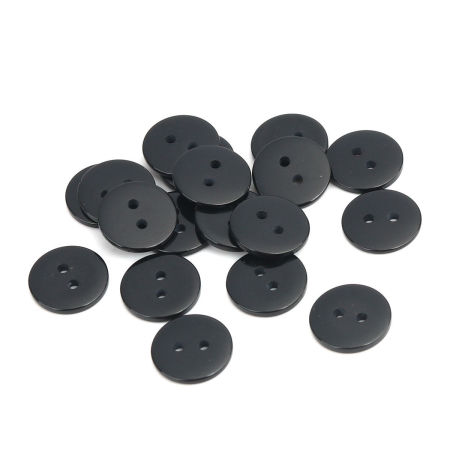Resin Sewing Buttons Scrapbooking 2 Holes Round Black 15mm Dia, 200 PCs