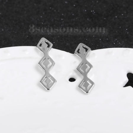 Escalador del Oído Pendiente Tono de Plata Diamond Hueco 25mm x 7mm, Post/ Wire Size: (21 gauge), 5 Pares