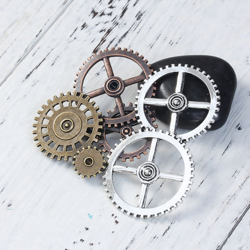 Picture of Zinc Based Alloy Steampunk Pin Brooches Gears Hollow