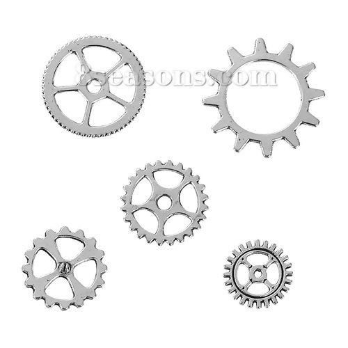 Picture of Zinc Based Alloy Steampunk Charms Pendants Fixed Mixed Gear
