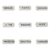 Picture of Zinc Metal Alloy Charm Pendants Rectangle Message " Beautiful " Carved