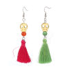 Imagen de Halloween Pendientes Chapado en Oro Rojo & Verde Cráneo Panícula 9.4cm x 1cm, Post/ Wire: (21 gauge), 1 Par