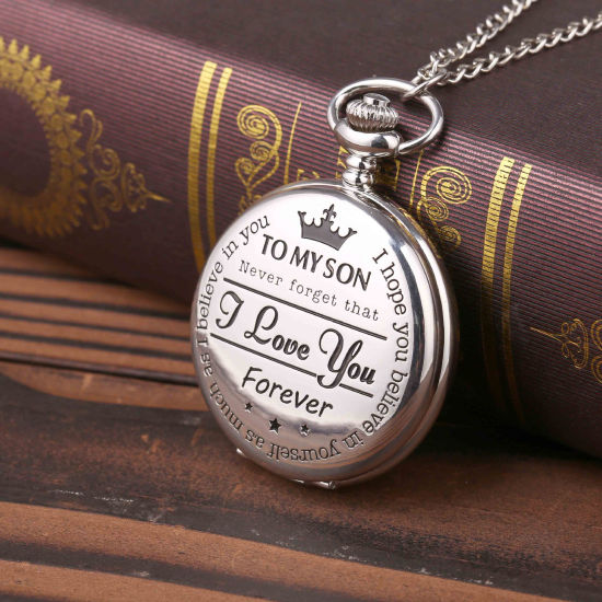 Picture of Pocket Watches Round Silver Tone Crown Pattern 1 Piece
