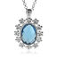 Picture of Jewelry Necklace Oval Silver Tone Clear Blue Rhinestone Faceted 65cm(25 5/8") long, 1 Piece