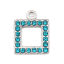 Immagine di 304 Acciaio Inossidabile Charms Quadrato Tono Argento Lago Blu Strass 16mm x 13mm, 2 Pz