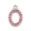 Imagen de 304 Acero Inoxidable Colgantes Charms Óvalo Tono de Plata Rosa Rhinestone 18mm x 12mm, 2 Unidades