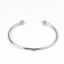 304 Stainless Steel Open Cuff Bangles Bracelets Round Silver Tone Elastic W/ Loop 16.5cm(6 4/8") long, 1 Piece