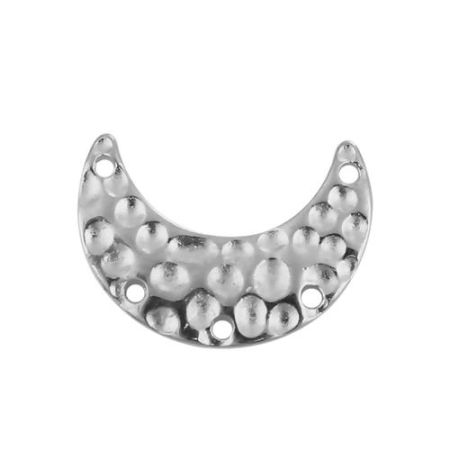 Zinc Based Alloy Chandelier Connectors Half Moon Silver Tone 19mm x 13mm, 30 PCs