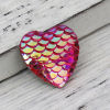Picture of Resin Mermaid Fish/ Dragon Scale Dome Seals Cabochon Heart Fuchsia AB Color 16mm( 5/8") x 16mm( 5/8"), 50 PCs