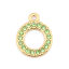 Picture of 304 Stainless Steel Charms Circle Ring Gold Plated Green Rhinestone 16mm x 13mm, 2 PCs