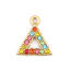 Picture of 304 Stainless Steel Charms Triangle Gold Plated Multicolor Rhinestone 15mm x 13mm, 2 PCs