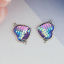 Picture of Zinc Based Alloy & Resin Mermaid Fish/ Dragon Scale Connectors Heart Antique Silver Color Purple AB Color 24mm x 17mm, 10 PCs