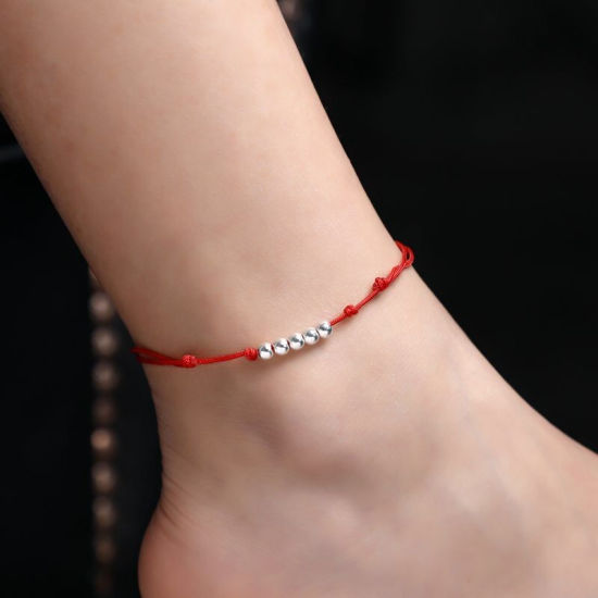 Picture of Braided Anklet Red Bell Adjustable 1 Piece