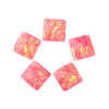 Image de Cabochon Dôme en Résine AB Couleur Irisation Aurores Boréales Carré Rose A Facettes 16mm x 16mm, 30 Pcs
