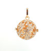 Imagen de Cobre Colgantes Armonía Bola/Caja Plegaria Flor Chapado en Oro Transparente Rhinestone Puede Abrir (Apta Cuenta: 18mm) 35mm x 26mm, 1 Unidad