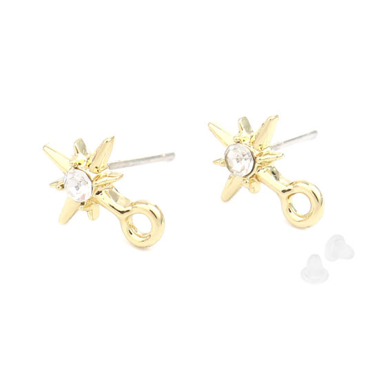 Picture of Ear Post Stud Earrings Findings W/ Loop