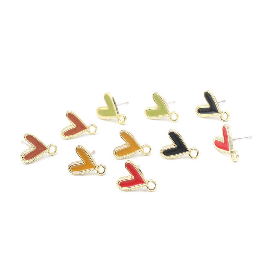 Immagine di Valentine's Day Ear Post Stud Earrings Findings Heart W/ Loop