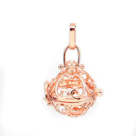 Immagine di Rame Ciondoli Angelo Rufer della Bola Armonia Cuore Oro Rosa Possibile Aprire (la Dimensione delle Adatto Perla: 18mm) 43mm x 26mm, 2 Pz