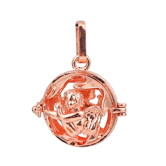 Image de Pendentifs en Cuivre Harmony Ball Ange Balle Anges Or Rose Pouvoir Ouvrir (Convenable à Perle 14mm) 33mm x 25mm, 2 Pcs