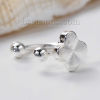 Picture of Ear Cuffs Clip Wrap Earrings Four Leaf Clover Silver Plated 6mm( 2/8") x 6mm( 2/8"), 1 Piece