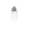 Picture of Shell Micro Pave Pendants Dark Gray Leaf White Clear Rhinestone Imitation Turquoise 39mm(1 4/8") x 15mm( 5/8"), 2 PCs