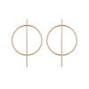 Picture of Ear Post Stud Earrings Gold Plated Circle Ring 70mm x 45mm, 1 Pair