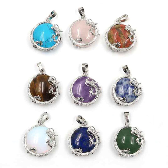 Picture of Tiger's Eyes Pendants Round Dragon