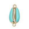 Picture of Zinc Based Alloy Connectors Shell Gold Plated Green Blue Enamel 26mm x 12mm, 10 PCs