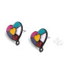 Imagen de Zamak Pendientes Corazón Multicolor W/ Lazo 17mm x 15mm, Post/ Wire: (21 gauge), 6 Unidades